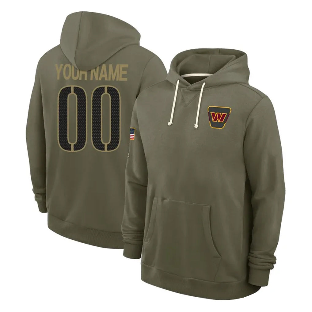 Pkot Custom W.Commanders Olive Salute to Service Pullover Hoodies Limited Home Any Name & Numbers Stitched Jerseys