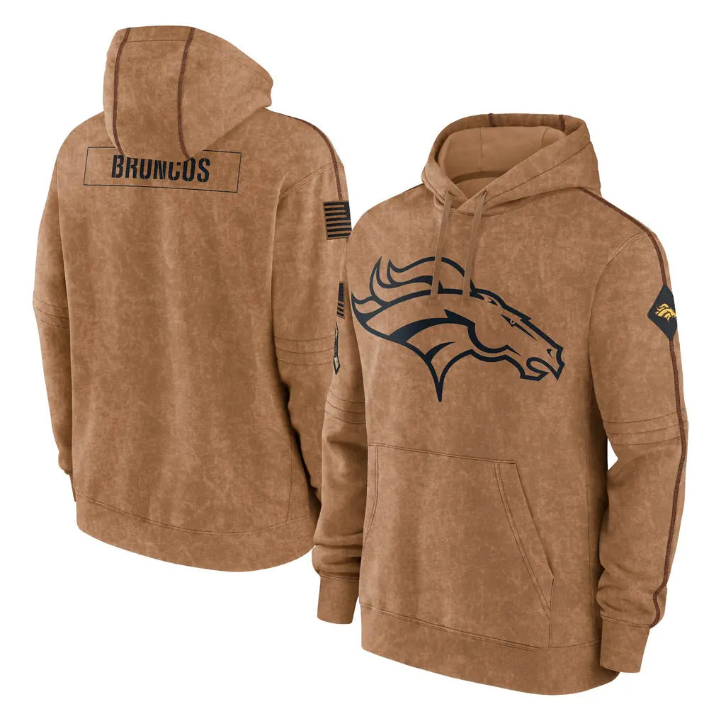 Pkot D.Broncos Brown Salute to Service Hoodies Limited Game Blank Player Stitched Jerseys