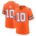 Pkot D.Broncos #10 Bo Nix Player Orange Alternate Collection Throwback Game Stitched Jerseys