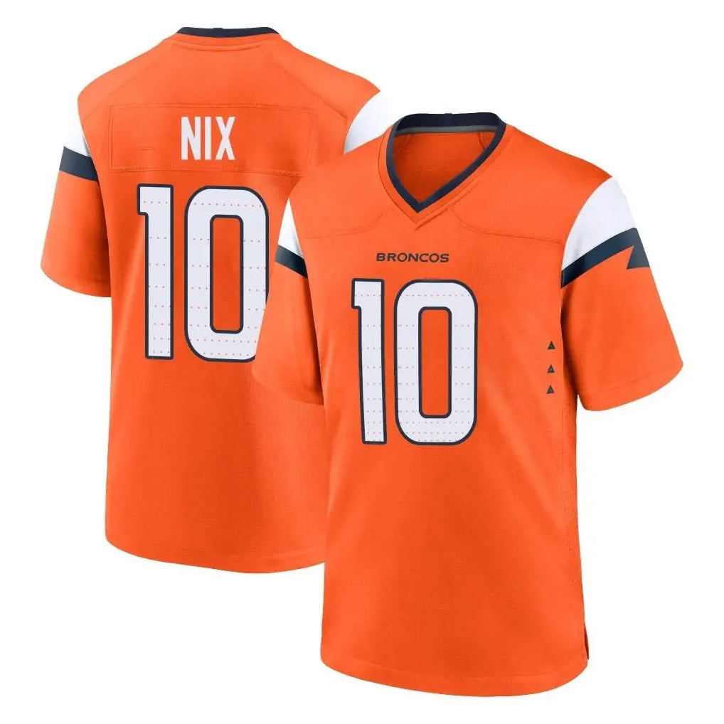 Pkot D.Broncos #10 Bo Nix Player Orange Home Game Stitched Jerseys