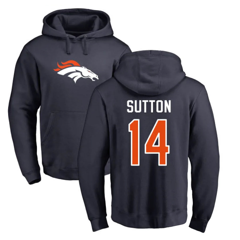 Pkot D.Broncos #14 Courtland Sutton Player Navy Pullover Hoodie Limited Stitched Jerseys