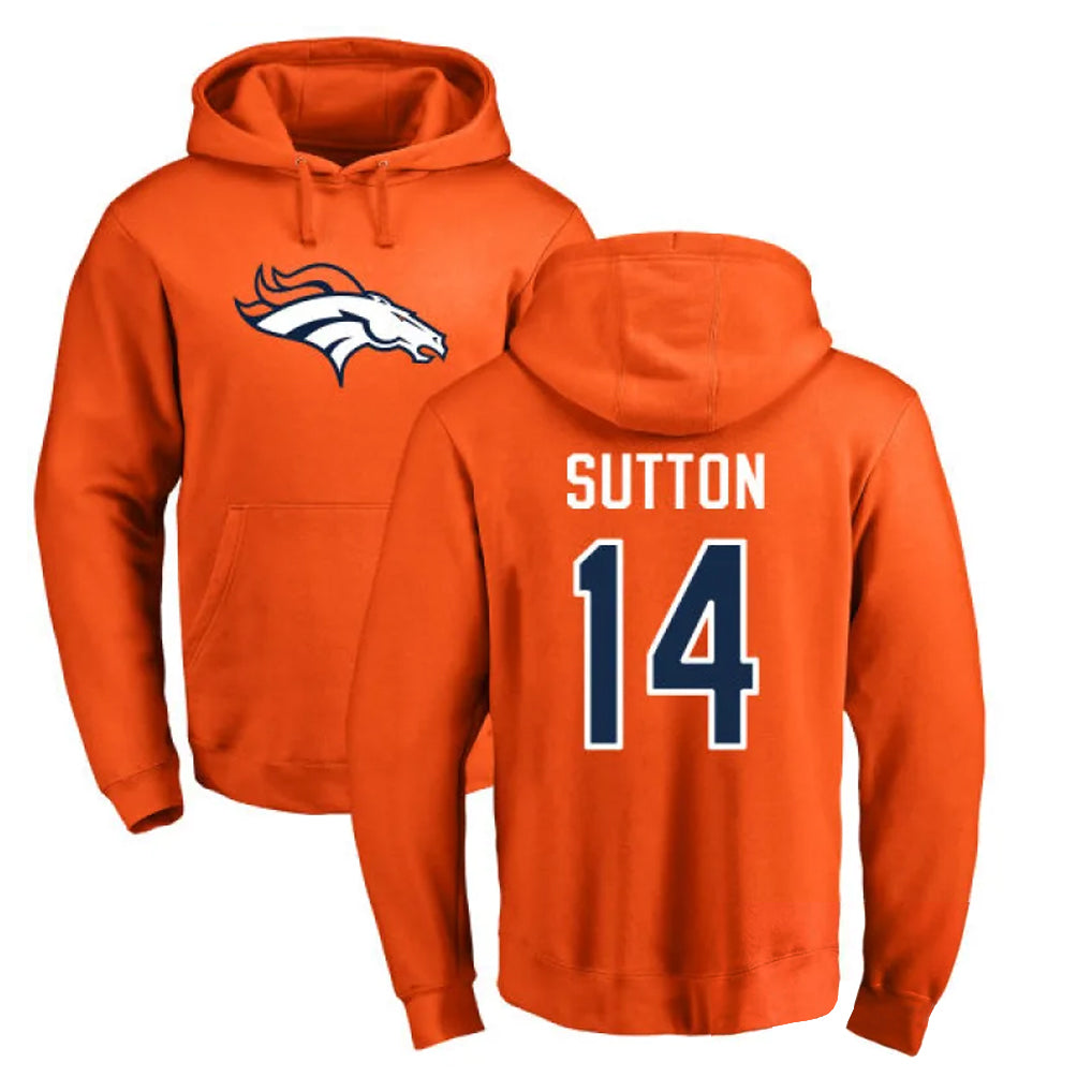 Pkot D.Broncos #14 Courtland Sutton Player Orange Pullover Hoodie Limited Stitched Jerseys