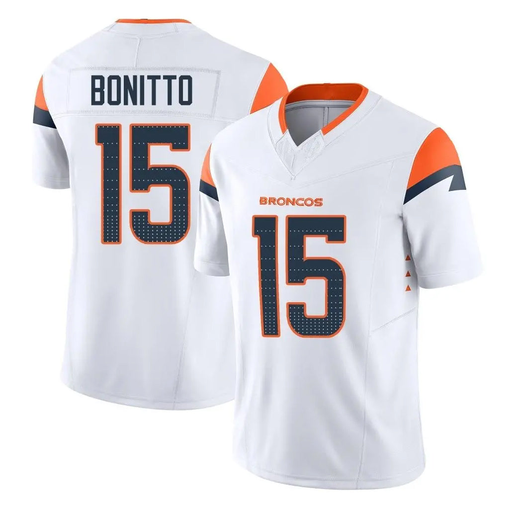 Pkot D.Broncos #15 Nik Bonitto Player White Limited Vapor F.U.S.E. Home Game Stitched Jerseys