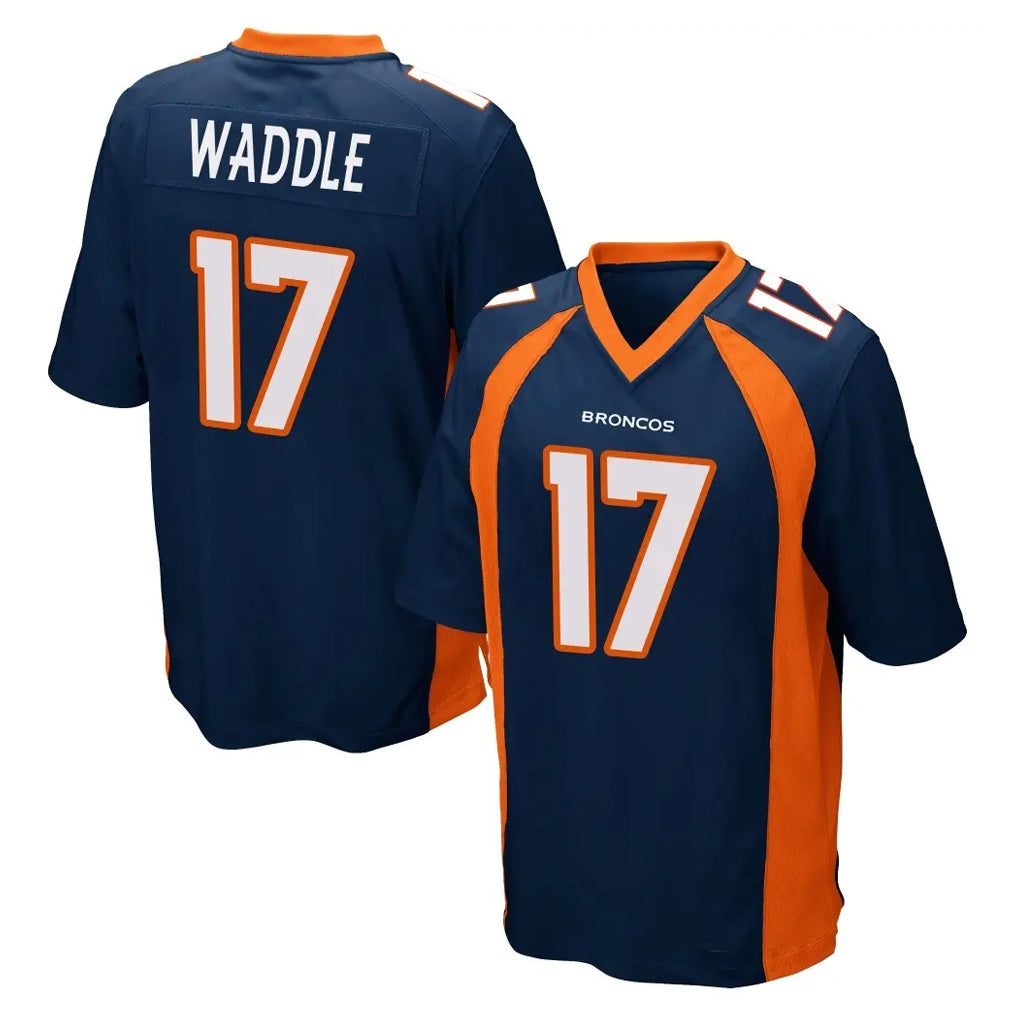 Pkot D.Broncos #17 Jaylen Waddle Player Navy Game Stitched Jerseys
