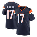 Pkot D.Broncos #17 Jaylen Waddle Player Navy Home Game Stitched Jerseys