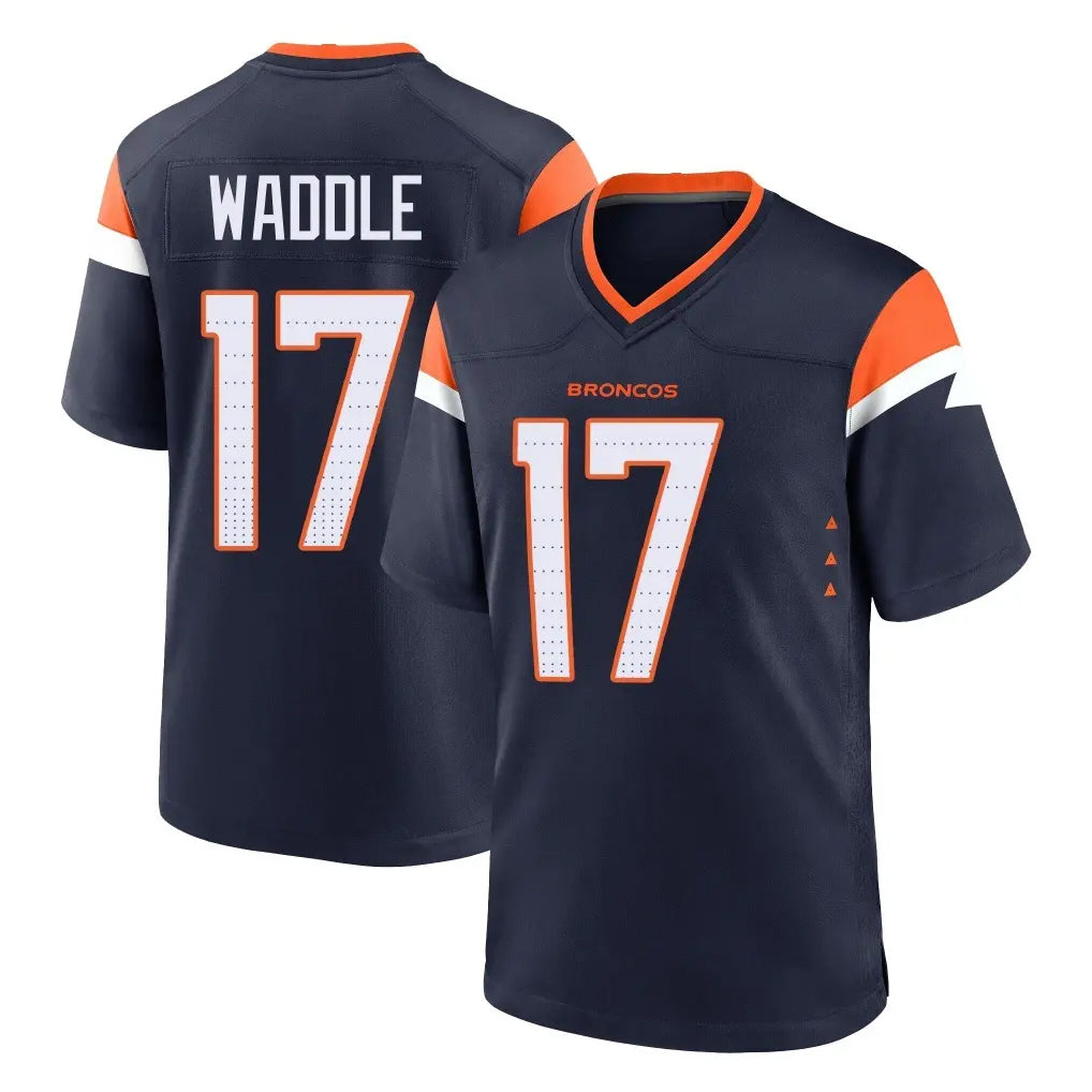 Pkot D.Broncos #17 Jaylen Waddle Player Navy Home Game Stitched Jerseys