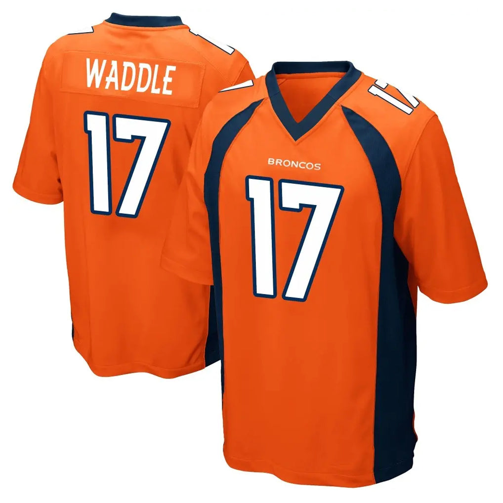 Pkot D.Broncos #17 Jaylen Waddle Player Orange Color Home Game Stitched Jerseys