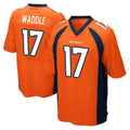 Pkot D.Broncos #17 Jaylen Waddle Player Orange Color Home Game Stitched Jerseys