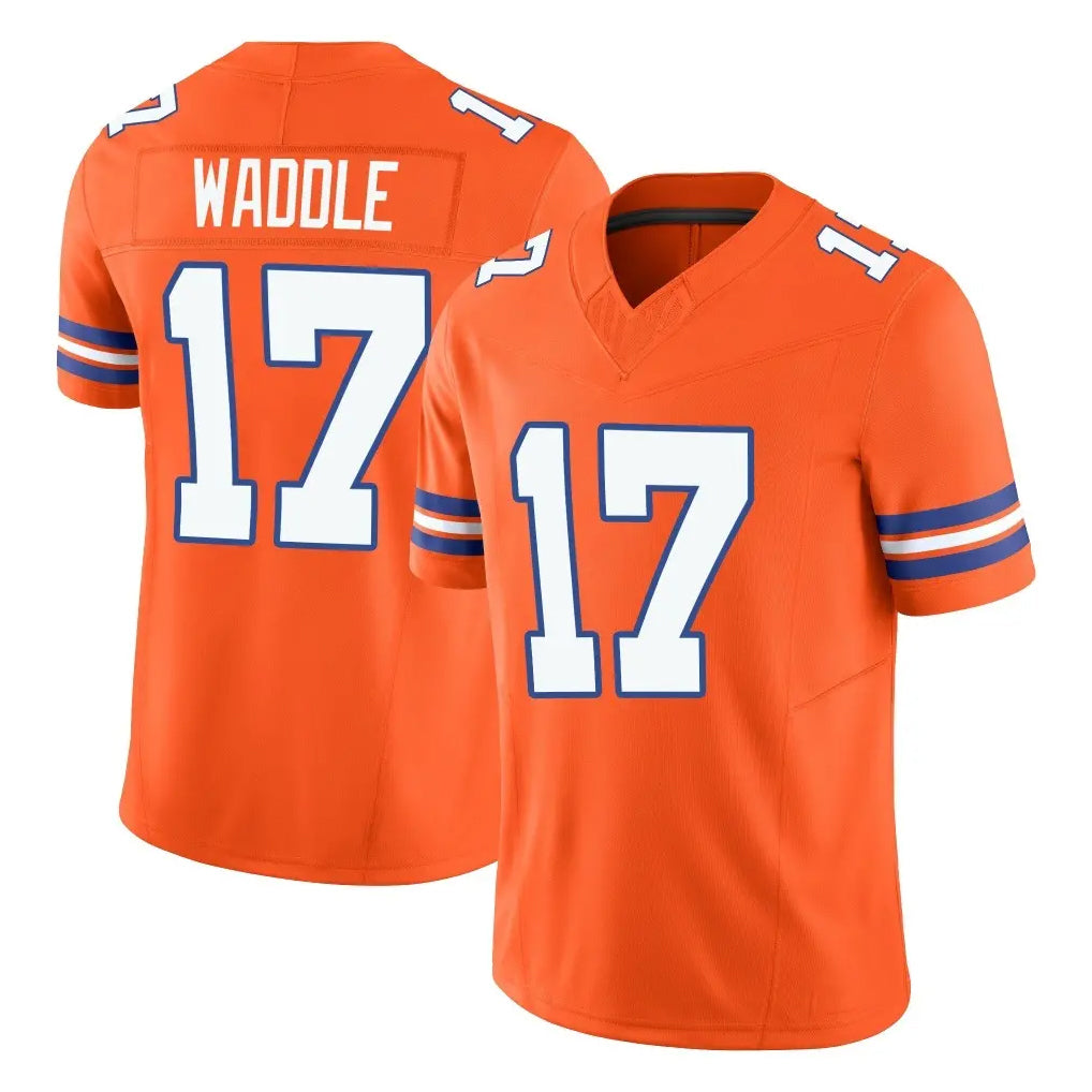Pkot D.Broncos #17 Jaylen Waddle Player Orange Limited Alternate Vapor F.U.S.E. Throwback Game Stitched Jerseys