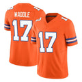 Pkot D.Broncos #17 Jaylen Waddle Player Orange Limited Alternate Vapor F.U.S.E. Throwback Game Stitched Jerseys