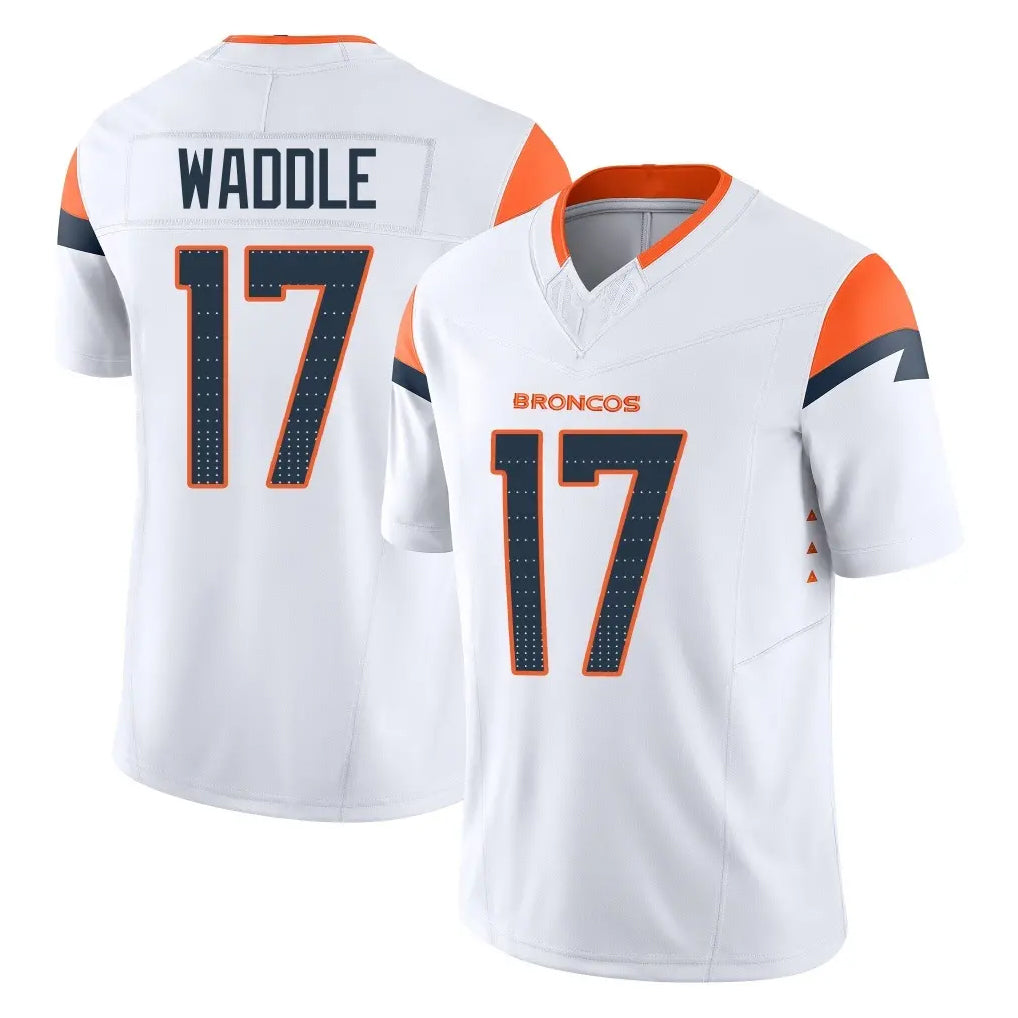 Pkot D.Broncos #17 Jaylen Waddle Player White Limited Vapor F.U.S.E. Home Game Stitched Jerseys