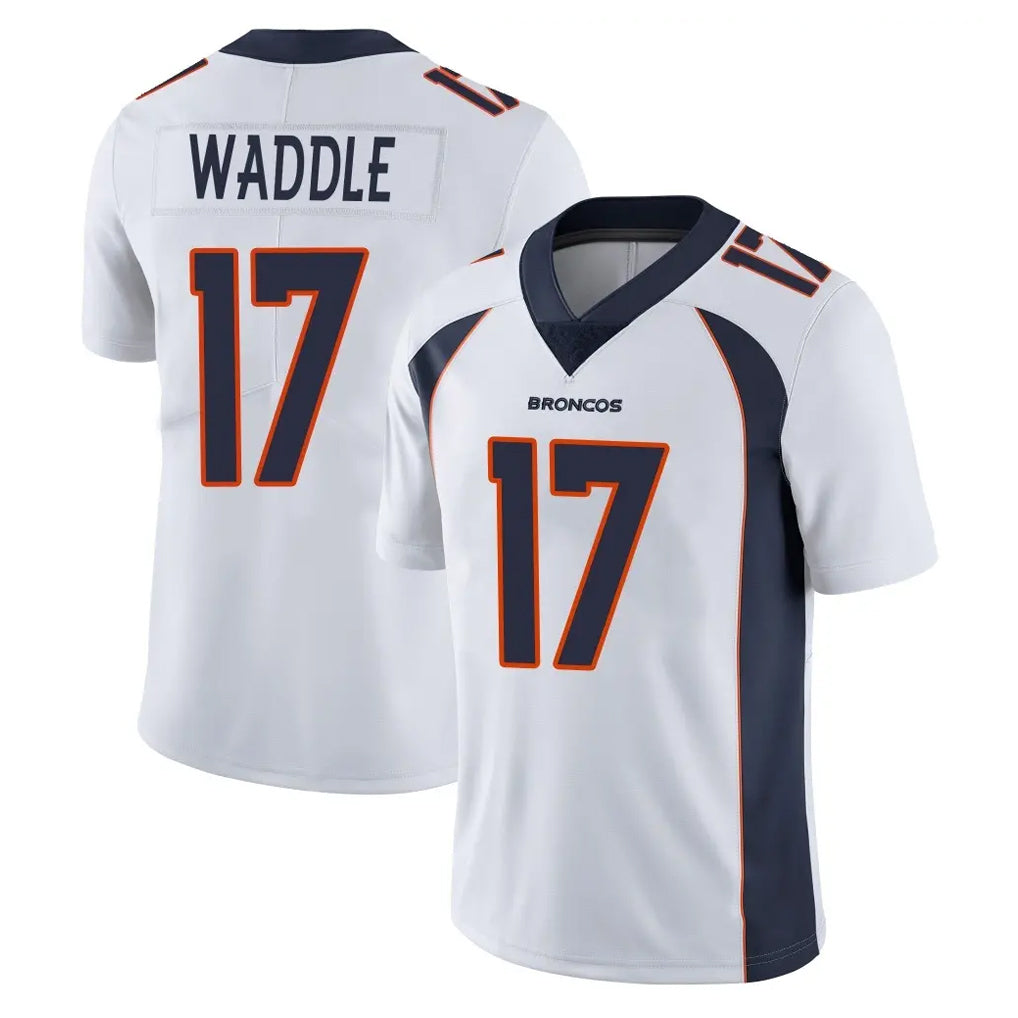Pkot D.Broncos #17 Jaylen Waddle Player White Vapor Untouchable Limited Home Game Stitched Jerseys