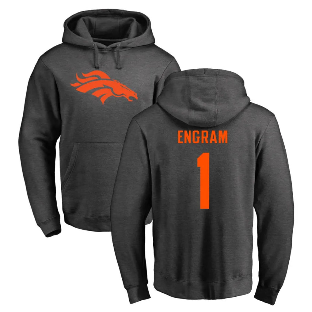 Pkot D.Broncos #1 Evan Engram Player Ash One Color Pullover Hoodie Limited Stitched Jerseys