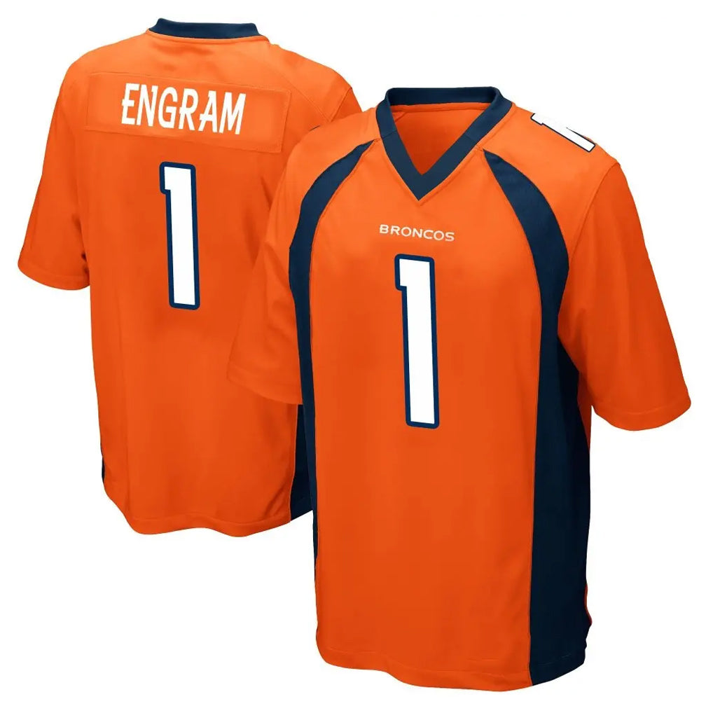 Pkot D.Broncos #1 Evan Engram Player Orange Color Home Game Stitched Jerseys