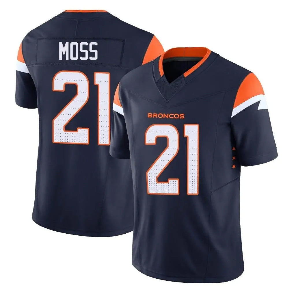 Pkot D.Broncos #21 Riley Moss Player Navy Limited Vapor F.U.S.E. Home Game Stitched Jerseys