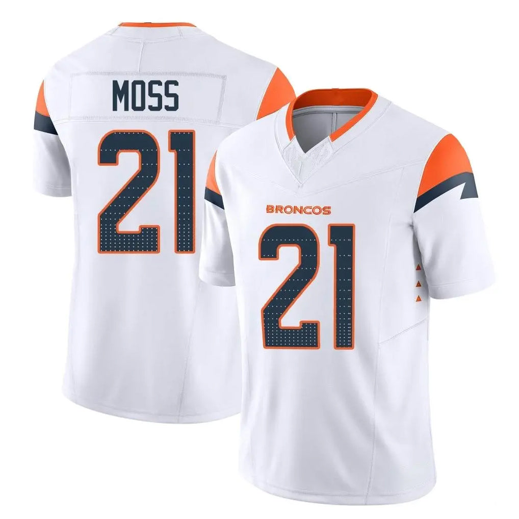 Pkot D.Broncos #21 Riley Moss Player White Limited Vapor F.U.S.E. Home Game Stitched Jerseys