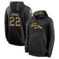 Pkot D.Broncos #22 Brandon Jones Player Black Salute to Service Pullover Hoodies Limited Stitched Jerseys