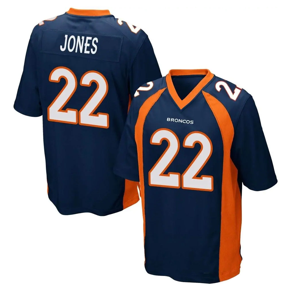 Pkot D.Broncos #22 Brandon Jones Player Navy Game Stitched Jerseys