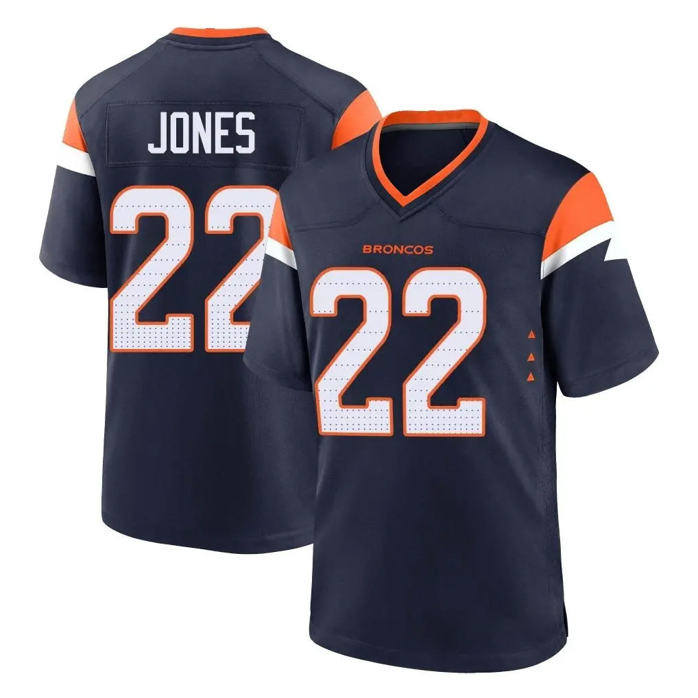 Pkot D.Broncos #22 Brandon Jones Player Navy Home Game Stitched Jerseys
