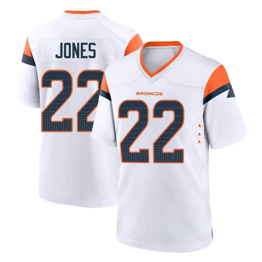 Pkot D.Broncos #22 Brandon Jones Player White Home Game Stitched Jerseys