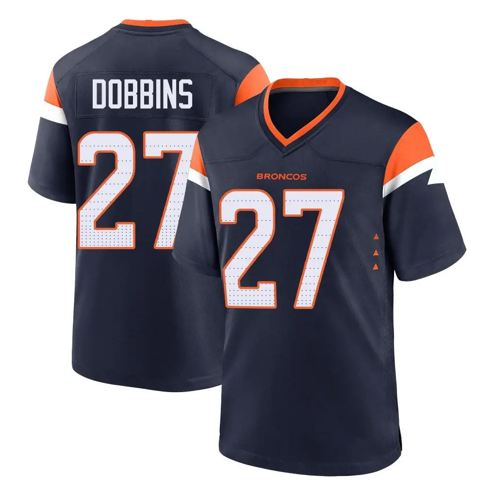Pkot D.Broncos #27 J.K. Dobbins Player Navy Home Game Stitched Jerseys