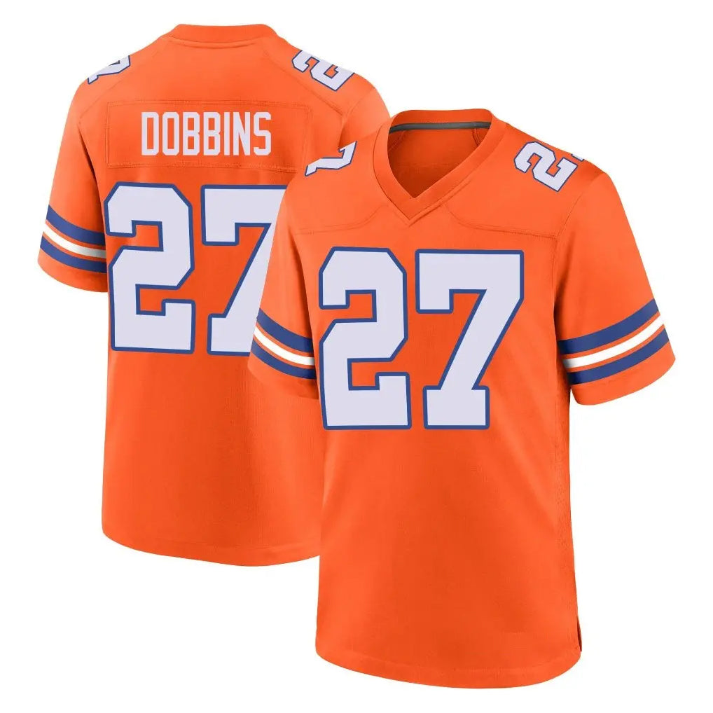 Pkot D.Broncos #27 J.K. Dobbins Player Orange Alternate Collection Throwback Game Stitched Jerseys
