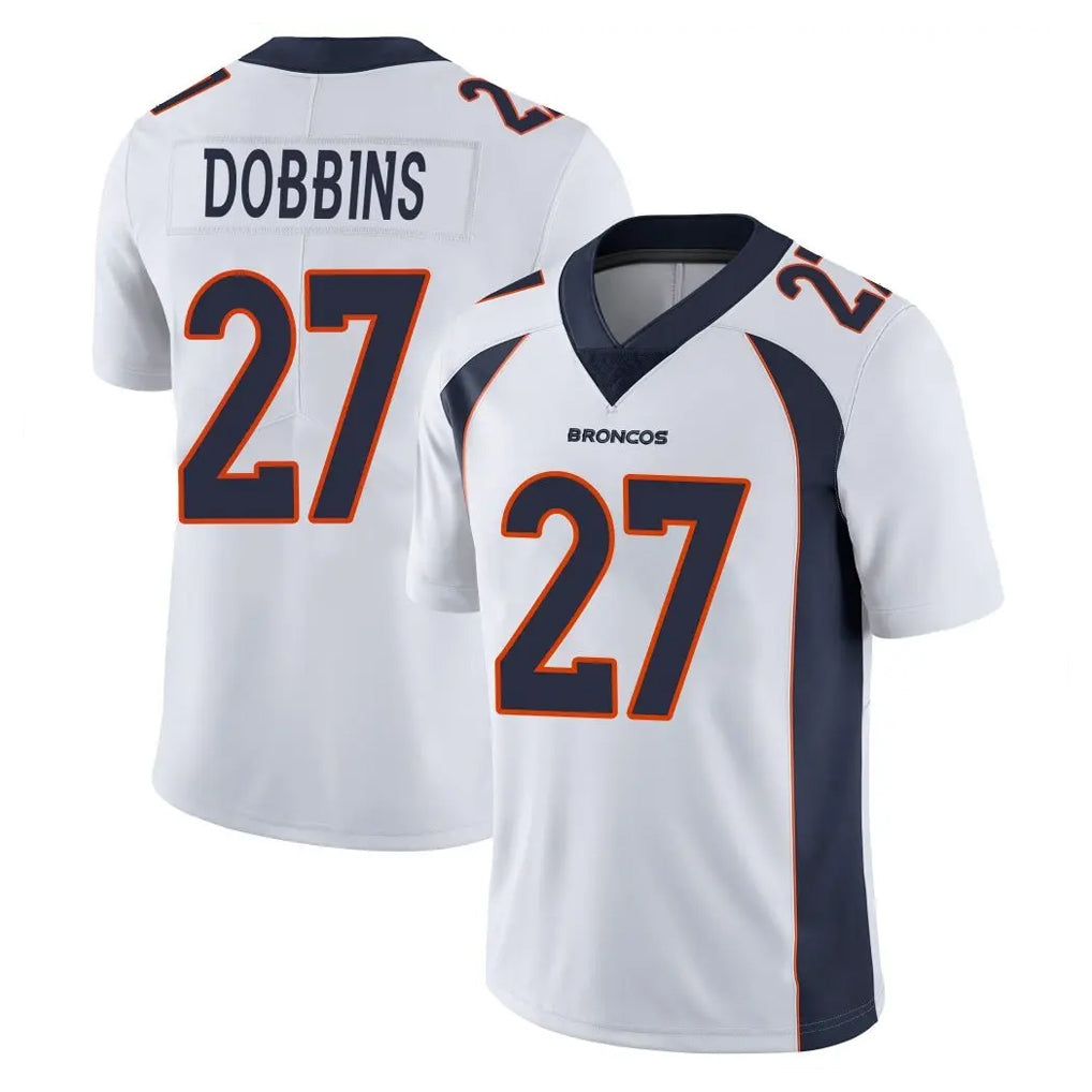 Pkot D.Broncos #27 J.K. Dobbins Player White Vapor Untouchable Limited Home Game Stitched Jerseys