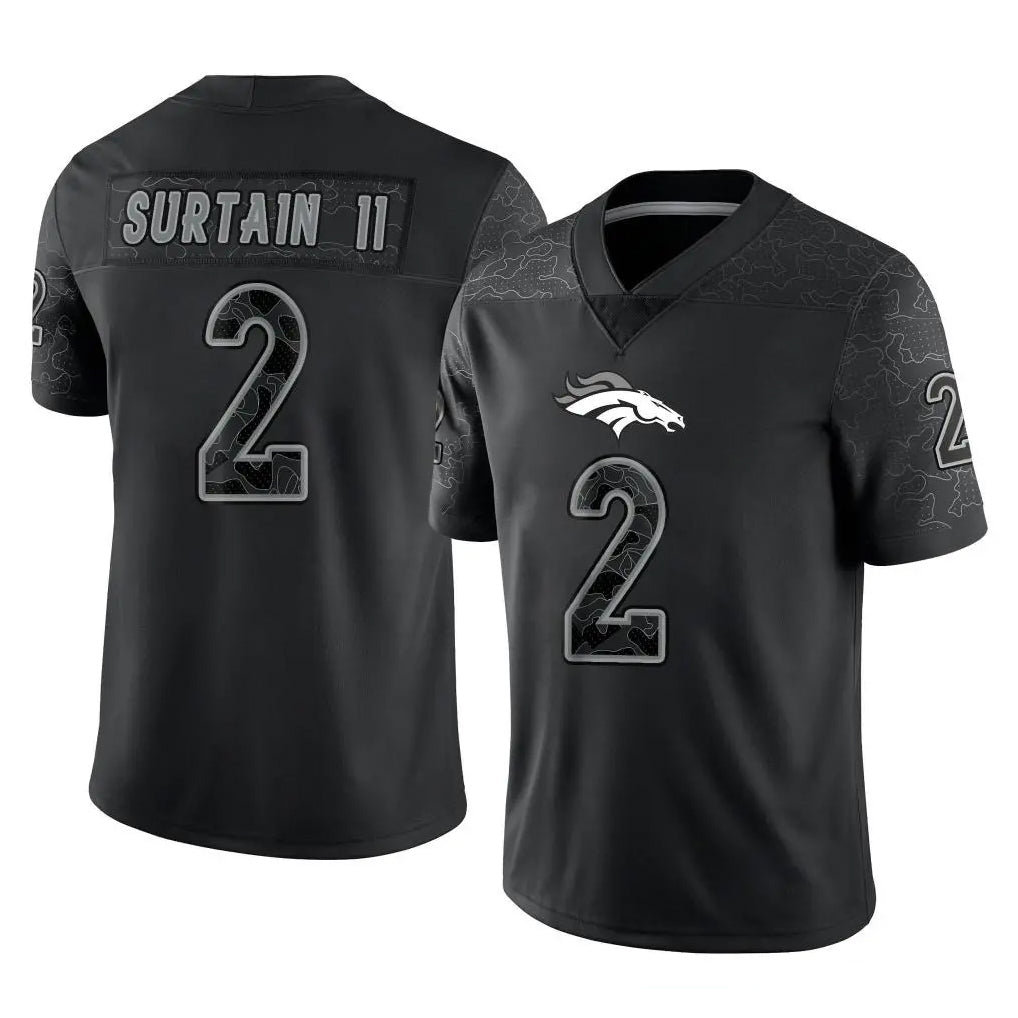 Pkot D.Broncos #2 Pat Surtain II Player Black Reflective Limited Stitched Jerseys