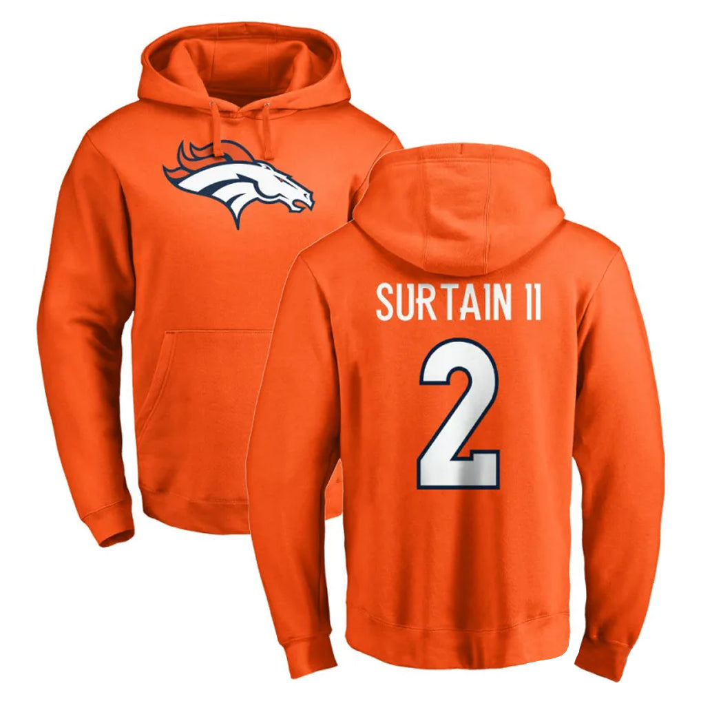 Pkot D.Broncos #2 Pat Surtain II Player Orange Pullover Hoodie Limited Stitched Jerseys