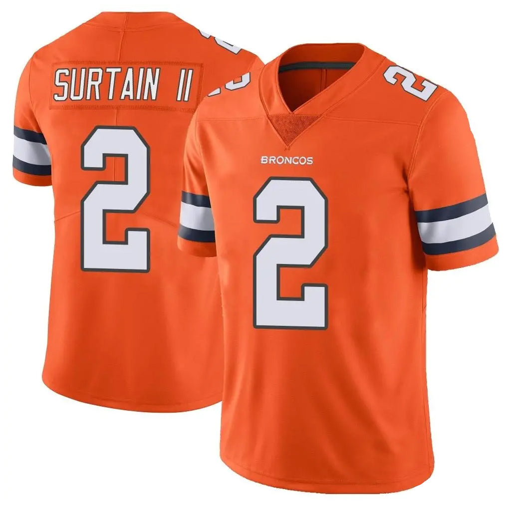 Pkot D.Broncos #2 Pat Surtain II Player Orange Vapor Untouchable Limited Home Game Stitched Jerseys