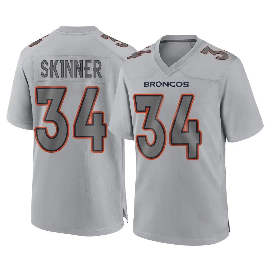 Pkot D.Broncos #34 JL Skinner Player Gray Atmosphere Fashion Limited Game Stitched Jerseys