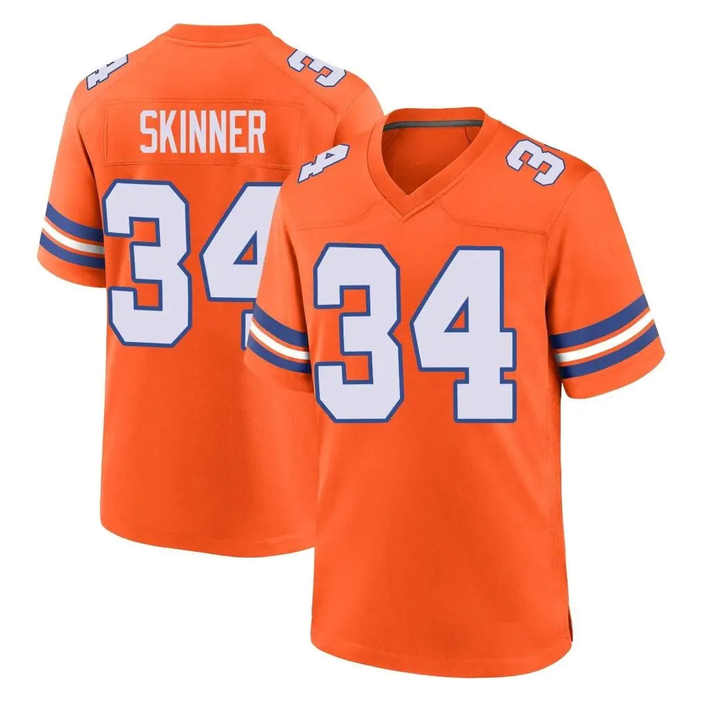 Pkot D.Broncos #34 JL Skinner Player Orange Alternate Collection Throwback Game Stitched Jerseys