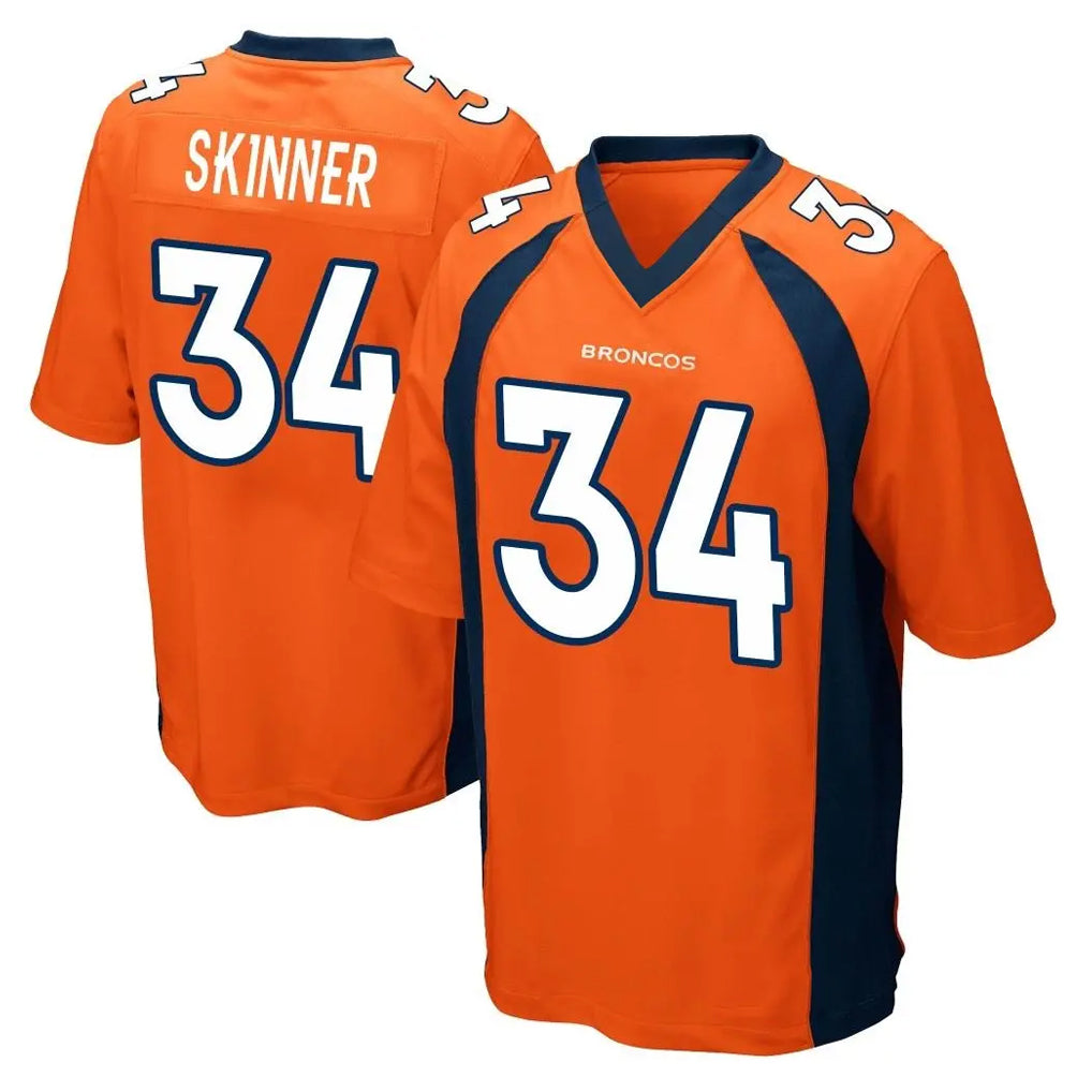 Pkot D.Broncos #34 JL Skinner Player Orange Color Home Game Stitched Jerseys
