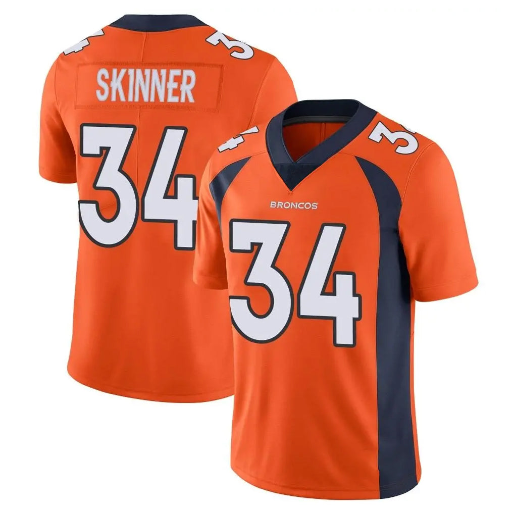 Pkot D.Broncos #34 JL Skinner Player Orange Color Vapor Untouchable Limited Game Stitched Jerseys
