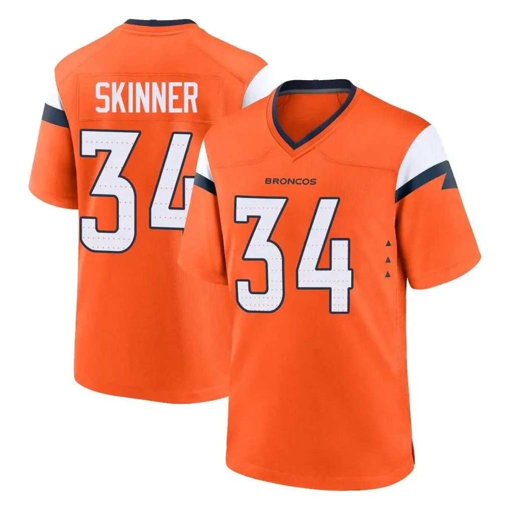Pkot D.Broncos #34 JL Skinner Player Orange Home Game Stitched Jerseys