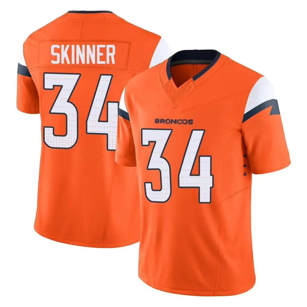 Pkot D.Broncos #34 JL Skinner Player Orange Vapor F.U.S.E. Limited Home Game Stitched Jerseys