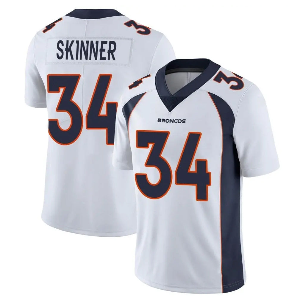 Pkot D.Broncos #34 JL Skinner Player White Vapor Untouchable Limited Home Game Stitched Jerseys