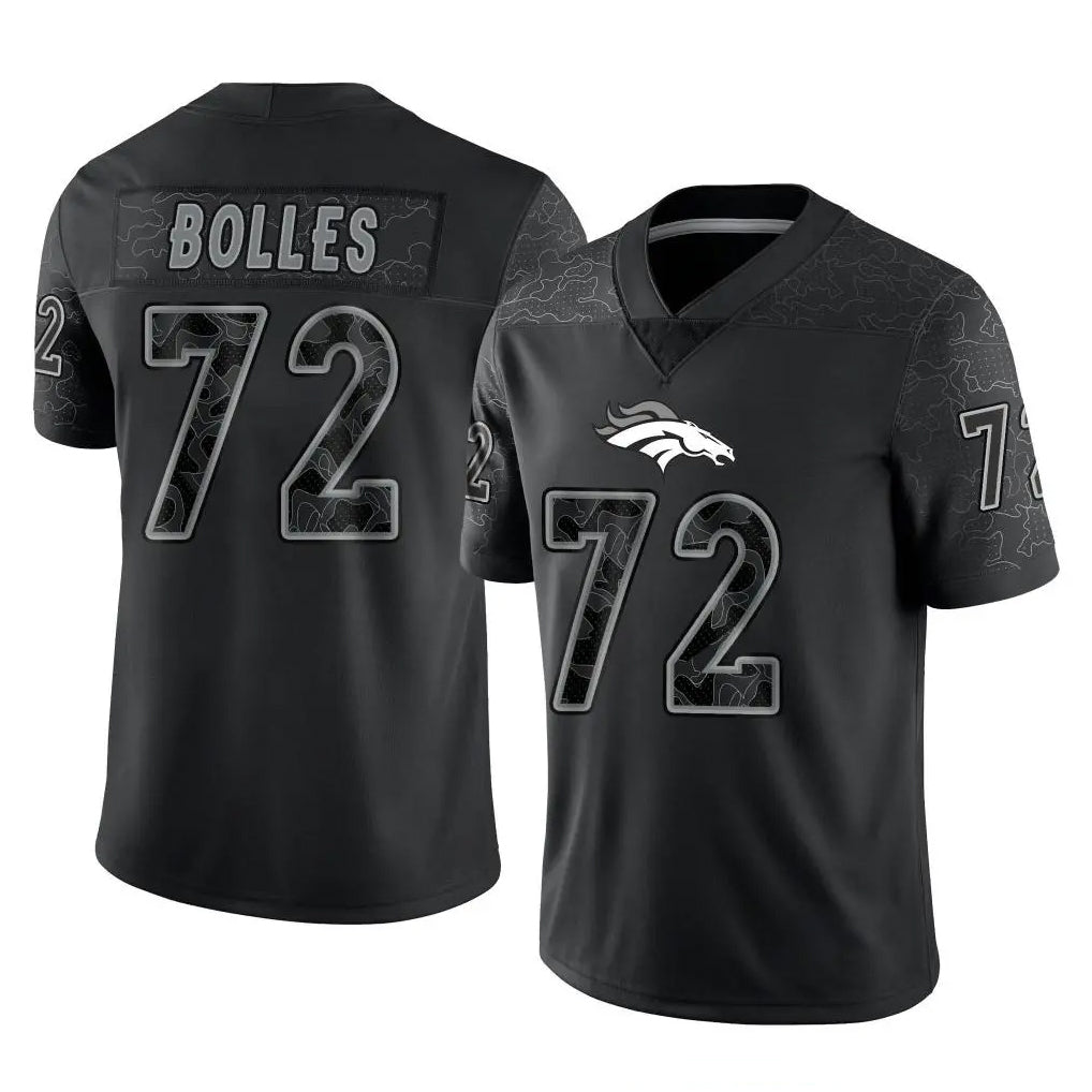 Pkot D.Broncos #72 Garett Bolles Player Black Reflective Limited Stitched Jerseys