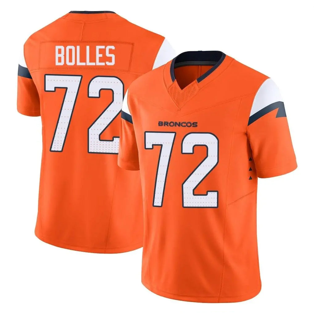 Pkot D.Broncos #72 Garett Bolles Player Orange Vapor F.U.S.E. Limited Home Game Stitched Jerseys