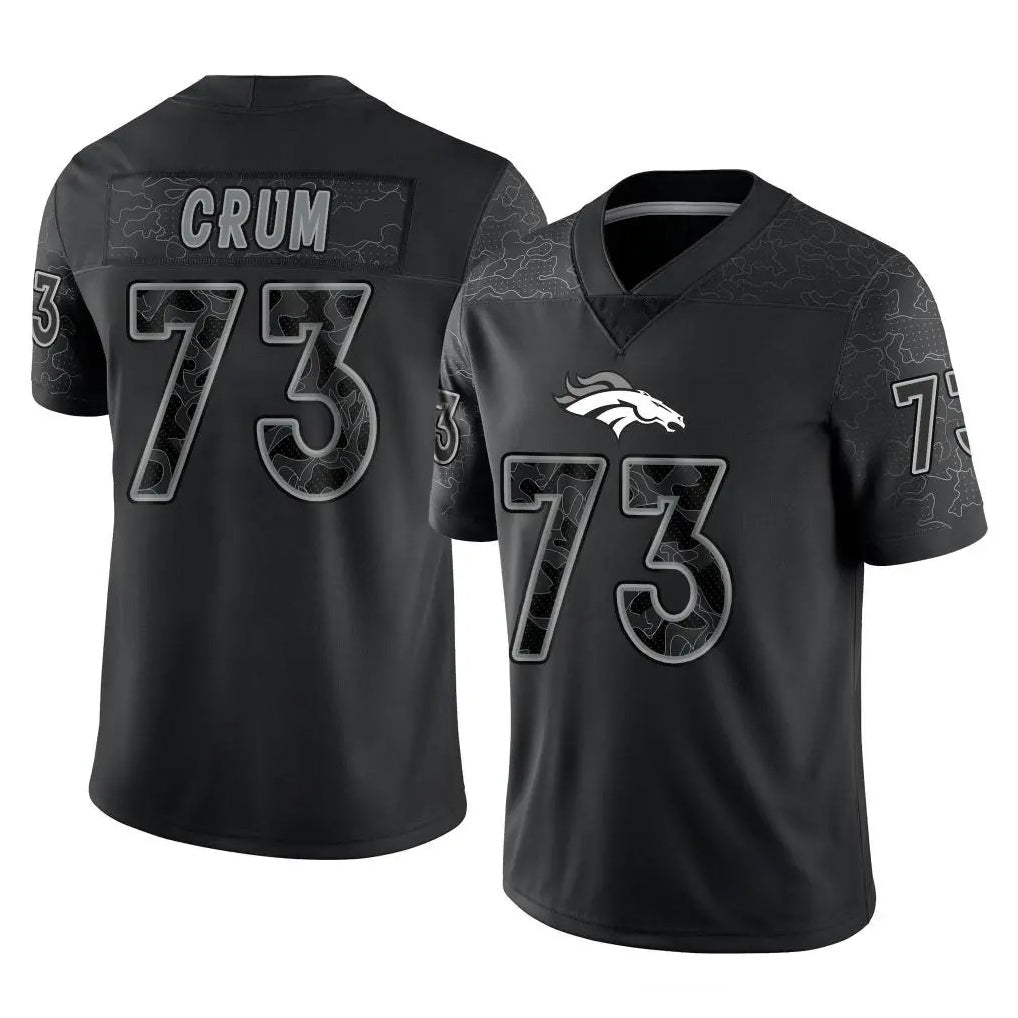 Pkot D.Broncos #73 Frank Crum Player Black Reflective Limited Stitched Jerseys