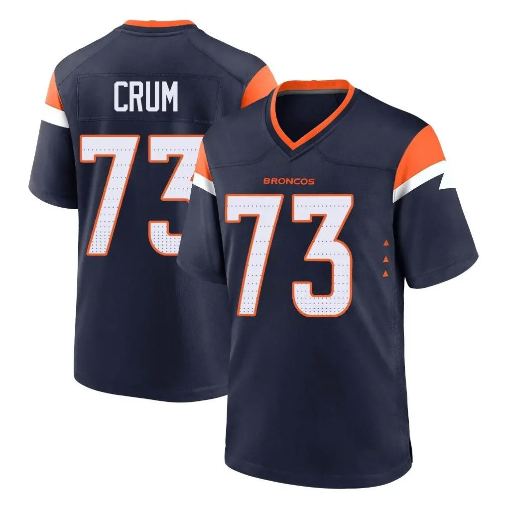 Pkot D.Broncos #73 Frank Crum Player Navy Home Game Stitched Jerseys