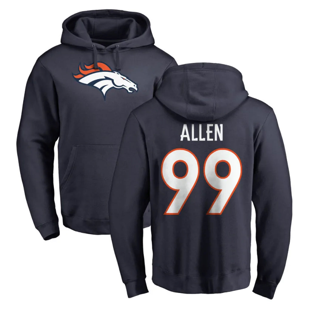Pkot D.Broncos #99 Zach Allen Player Navy Pullover Hoodie Limited Stitched Jerseys