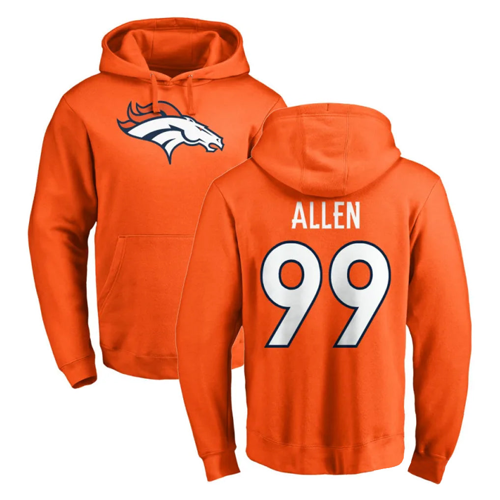 Pkot D.Broncos #99 Zach Allen Player Orange Pullover Hoodie Limited Stitched Jerseys