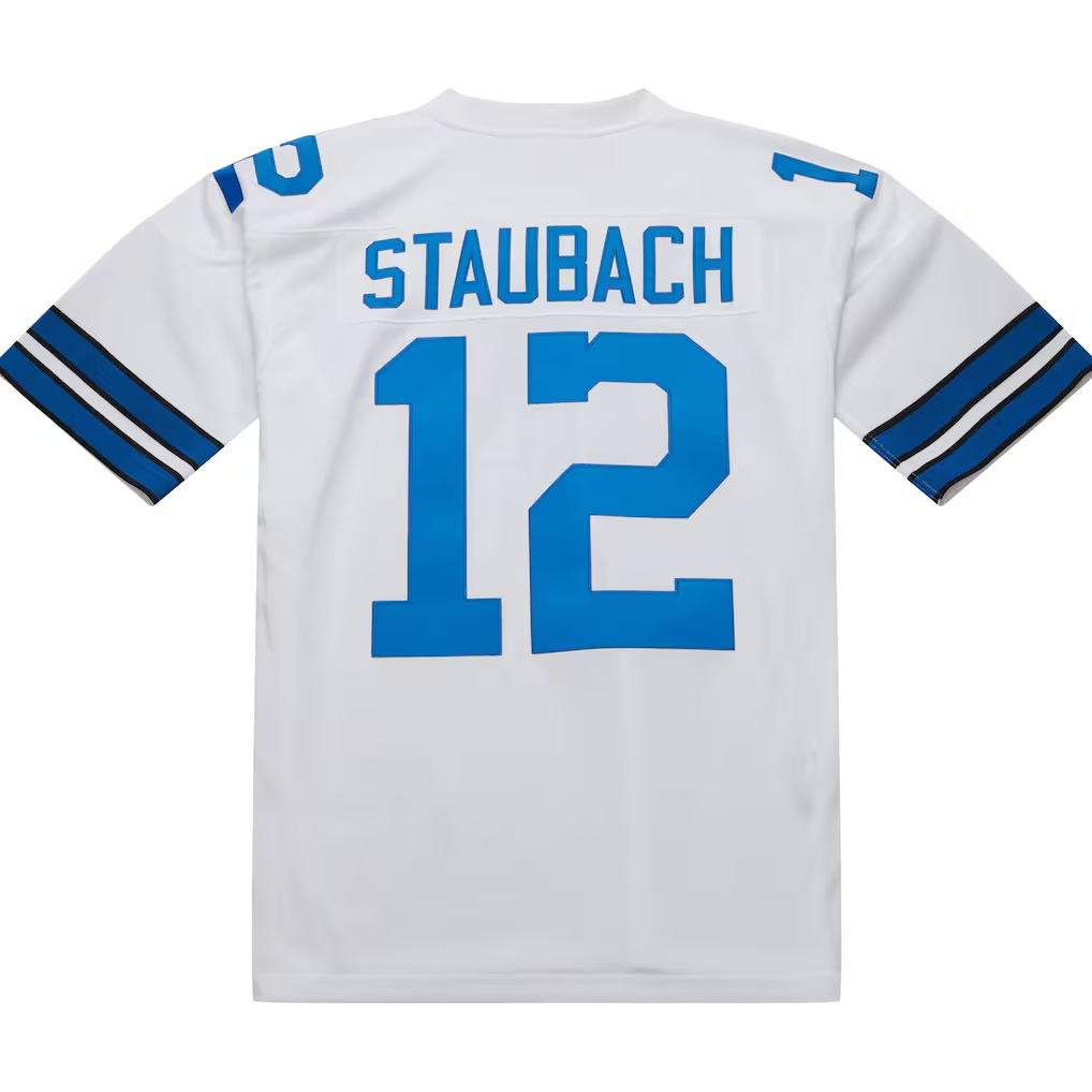 Pkot D.Cowboys 1975 #12 Roger Staubach Mitchell & Ness White Authentic Throwback Retired Player Puhic  Stitched Jerseys