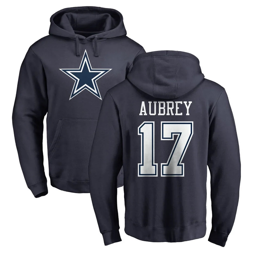 Pkot D.Cowboys #17 Brandon Aubrey Player Navy Pullover Hoodies Limited Stitched Jerseys