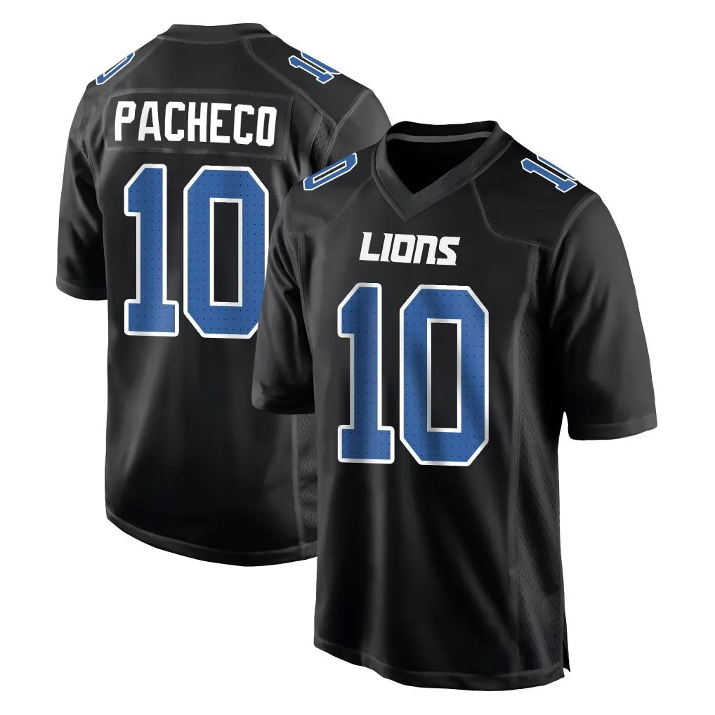Pkot D.Lions #10 Isiah Pacheco Player Black Fashion Home Game Stitched Jerseys
