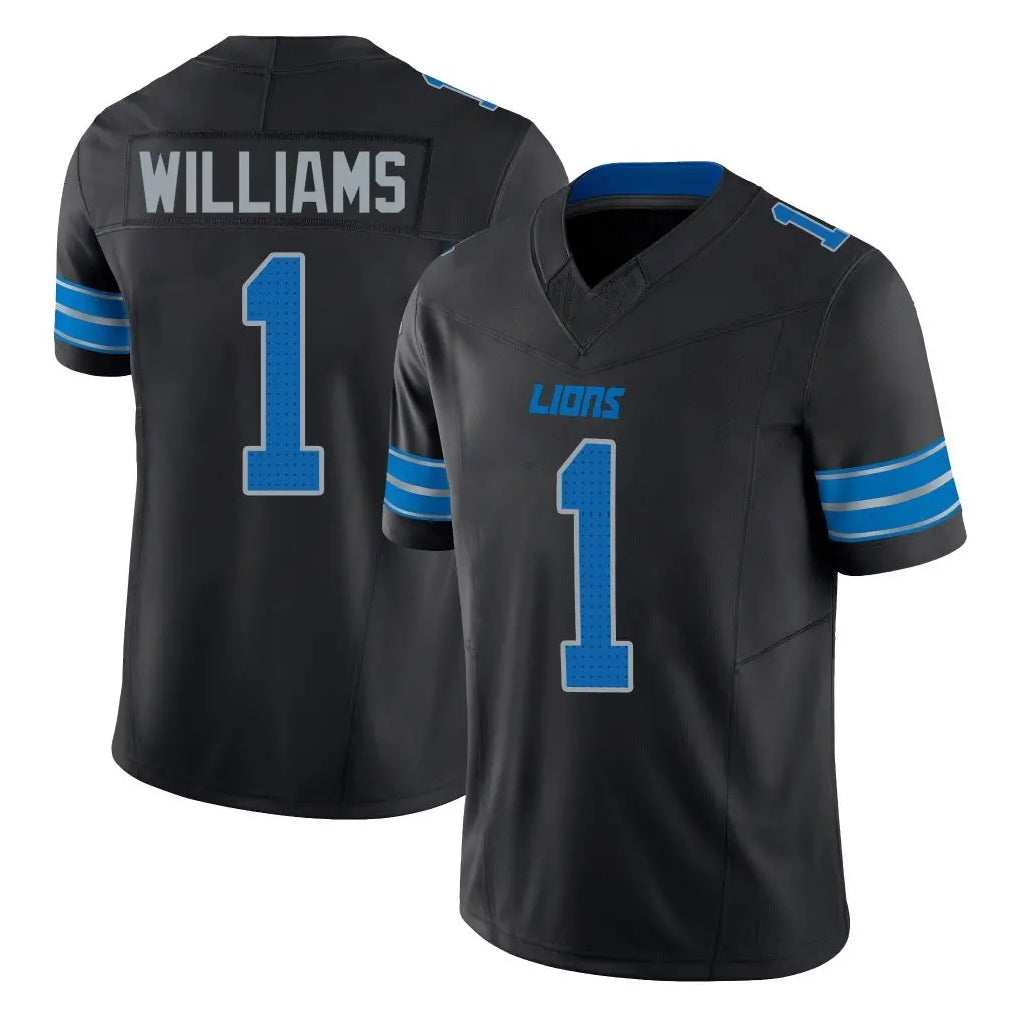 Pkot D.Lions #1 Jameson Williams Player Black Alternate Vapor F.U.S.E. Limited Home Game Stitched Jerseys