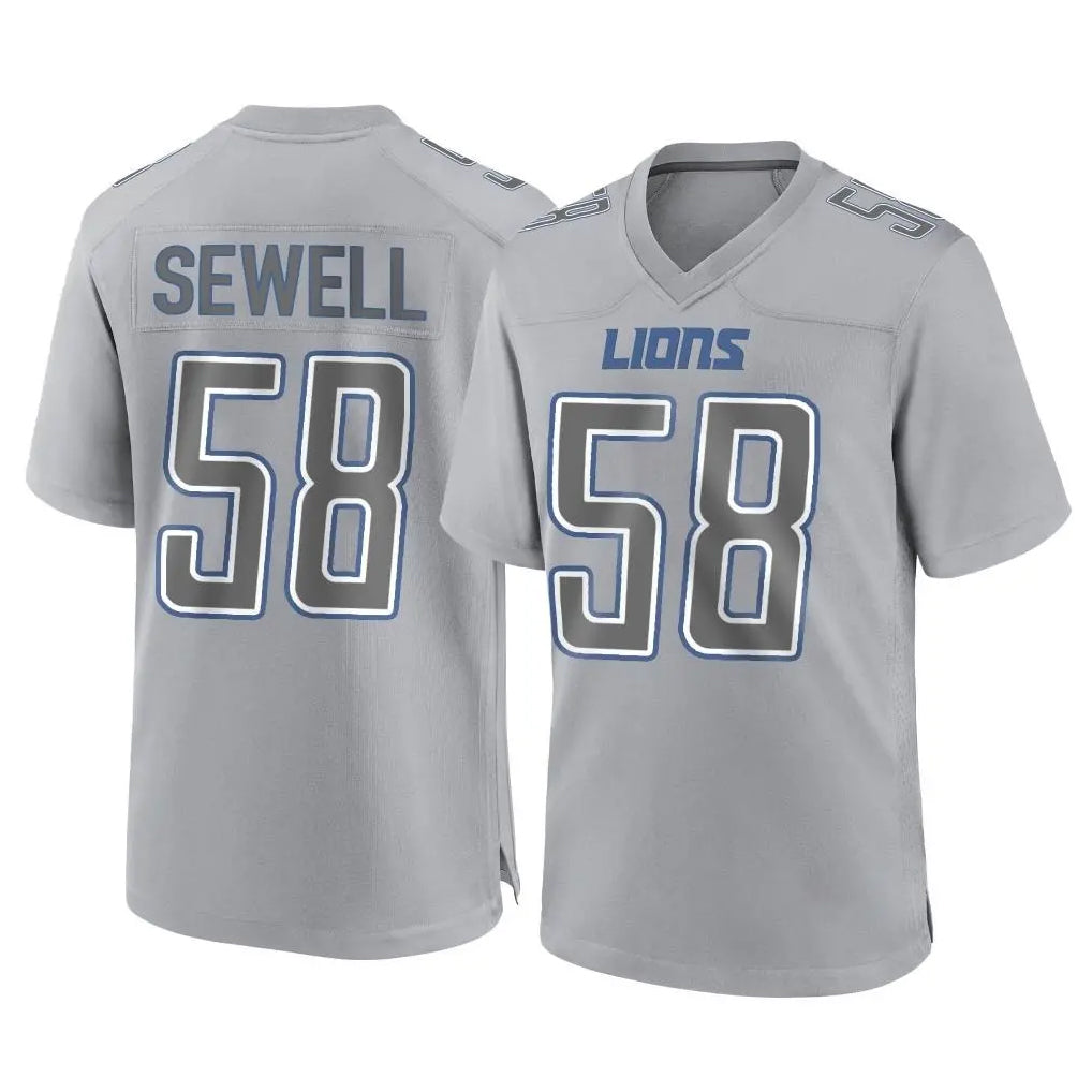 Pkot D.Lions #58 Penei Sewell Player Gray Atmosphere Fashion Home Game Stitched Jerseys