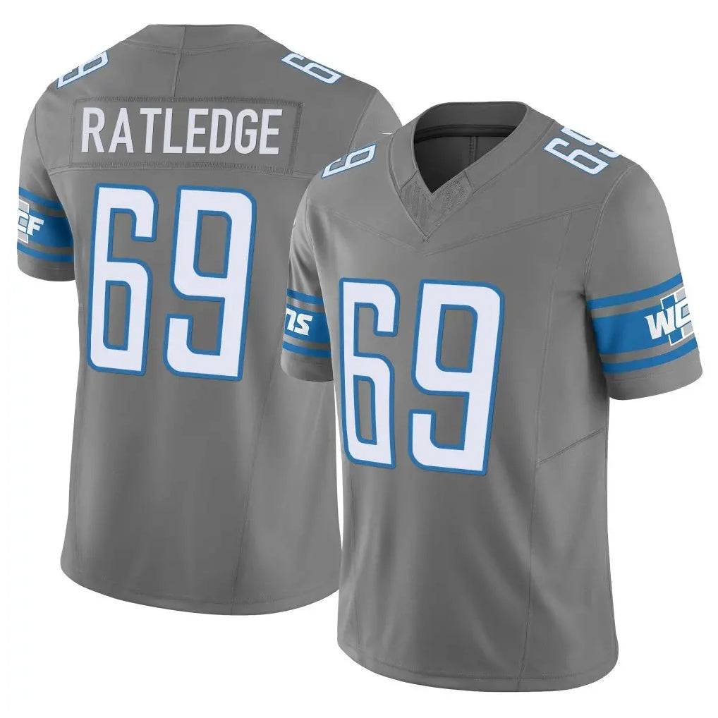 Pkot D.Lions #69 Tate Ratledge Player Gray Vapor F.U.S.E. Limited Home Game Stitched Jerseys