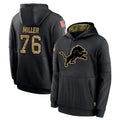 Pkot D.Lions #76 Blake Miller Player Black Salute to Service Hoodies Limited Game Stitched Jerseys